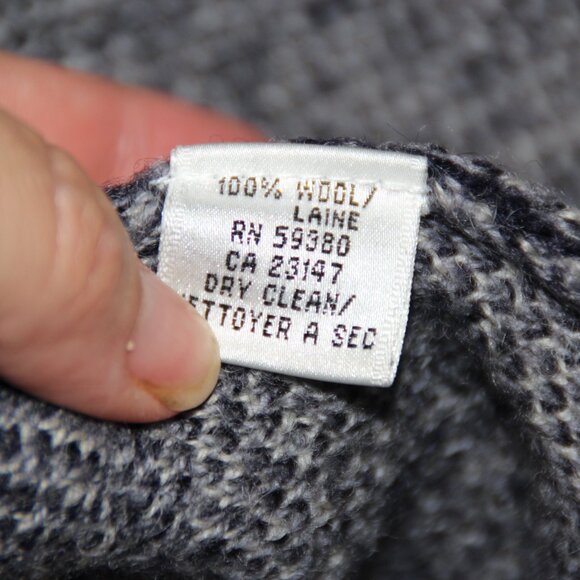 Vintage Talbots Petites Small Checkered Button Up Cardigan Navy White 100% Wool - Picture 11 of 12